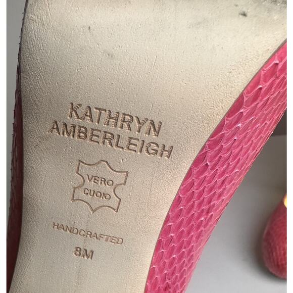Kathryn Amberleigh Heel Sz 8 Pink Snakeskin Leather Platform Stiletto Barbiecore - Picture 10 of 16